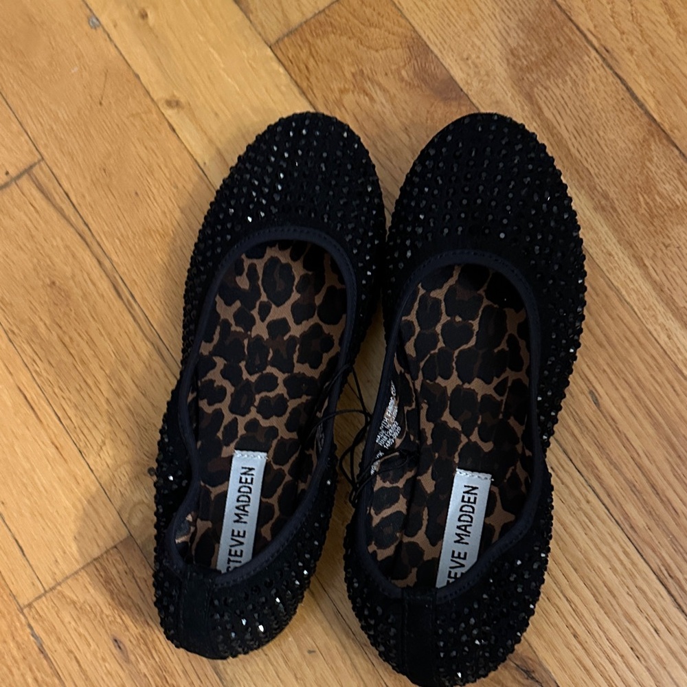Steve Madden Black Sparkle Kids Flats
